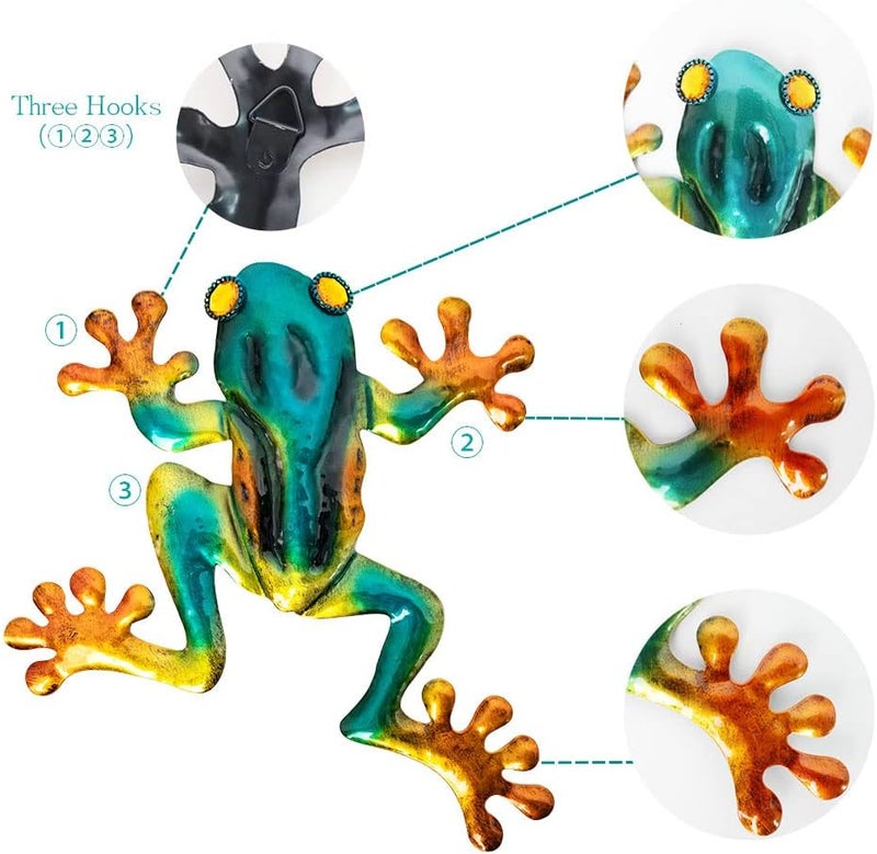 dreamskip Store Frog Decor, Outdoor Wall Art, Metal Frog Wall Decor for Fence, Garden, Patio, Yard, Outside Gifts for Adults (3 Pieces) - Image 3